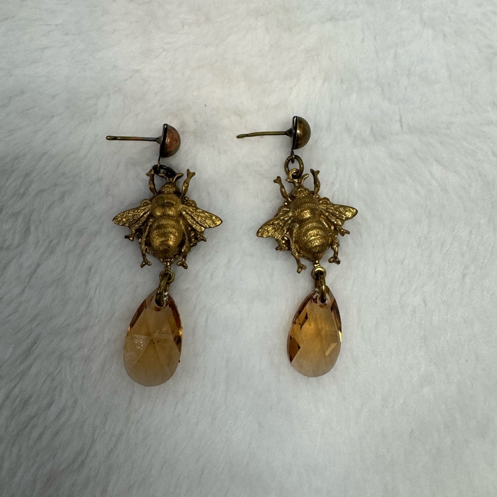 Chic Gold Bee Dangle Earrings - image 2